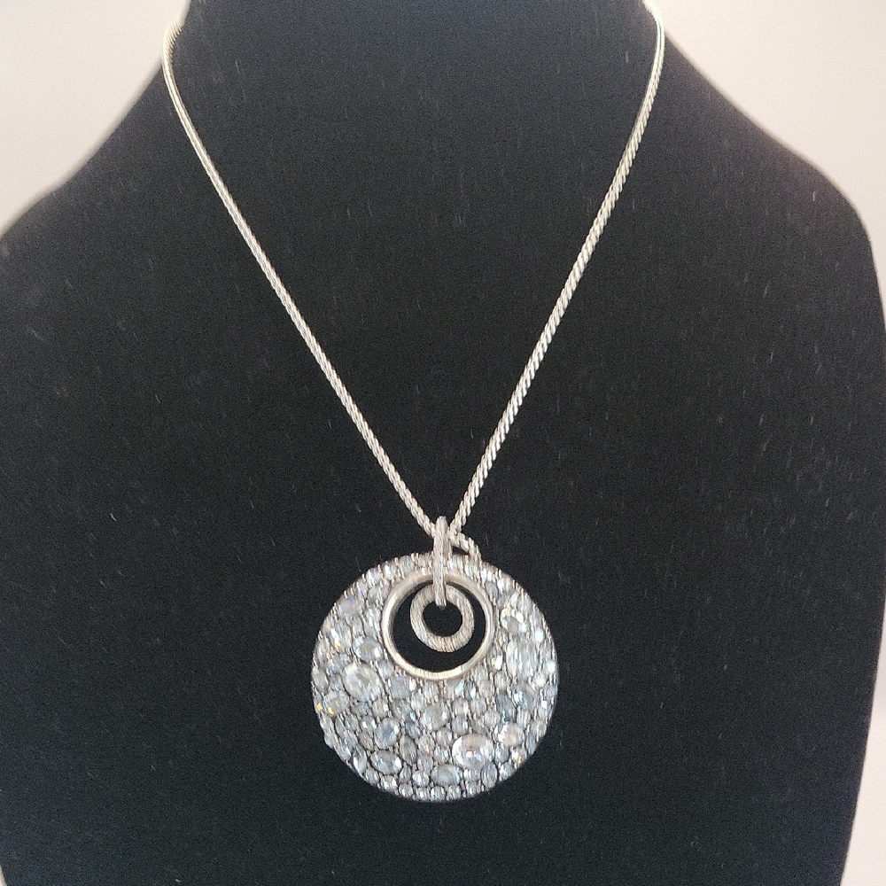 Brighton Silver Concentric Circle Pendant Necklace